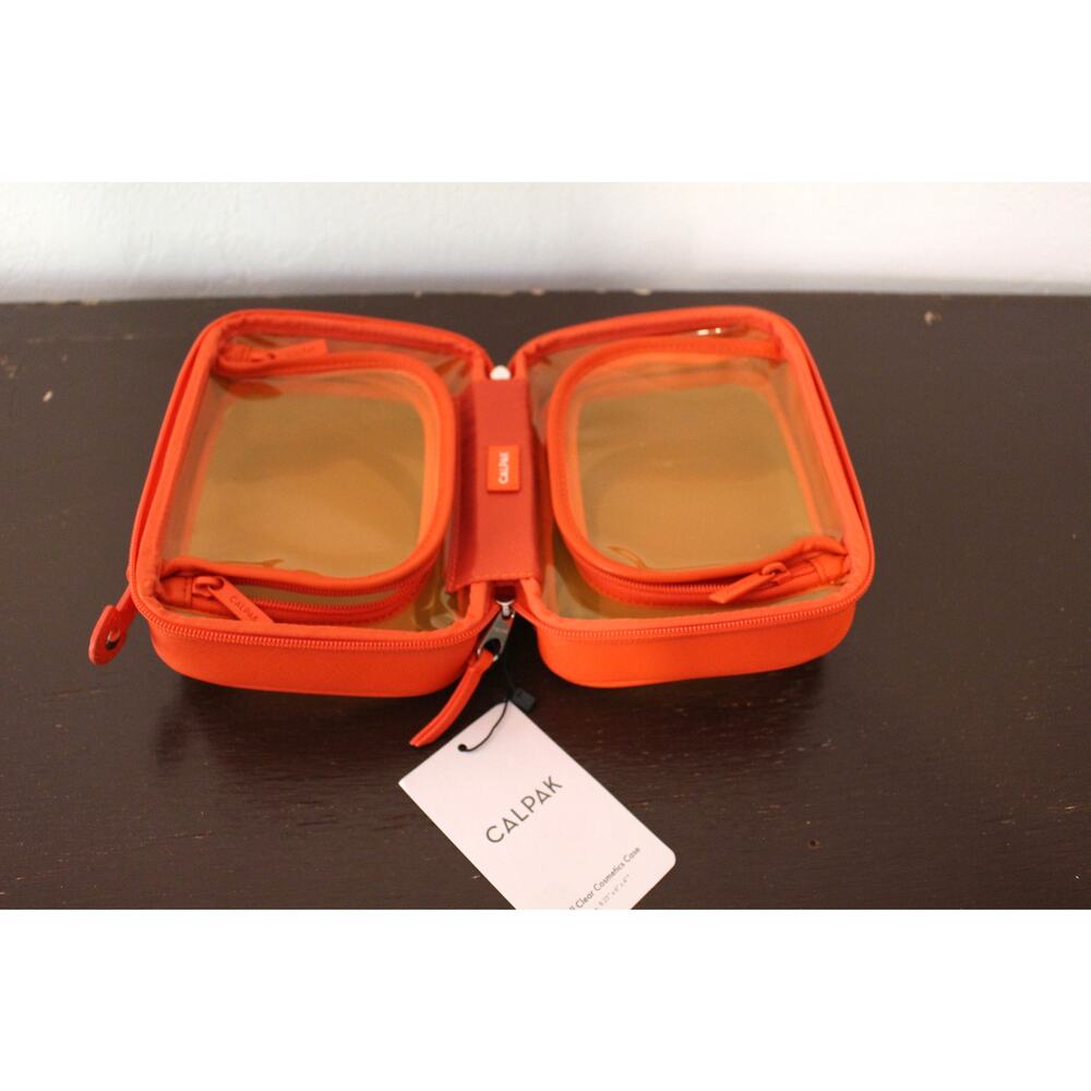 Calpak Small Clear Cosmetics Case in Papaya - Picture 4 of 5